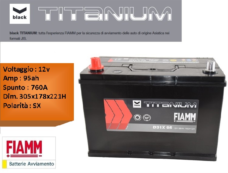 Fiamm Black 12V 95Ah D31X95 Autobatterie Fiamm. TecDoc: .