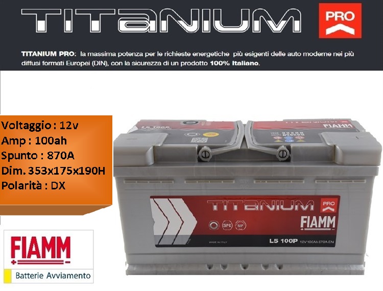 Batteria FIAMM L5 100P 12V 100AH 870A